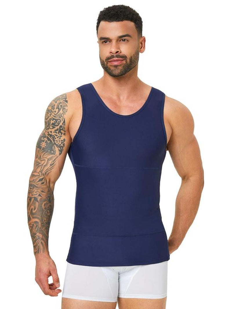 Men'S Solid Color Compression Vest, Tummy Control Shapewear, High Stretch Shaper Vest, Shapewear for Men