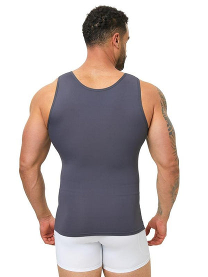 Men'S Solid Color Compression Vest, Tummy Control Shapewear, High Stretch Shaper Vest, Shapewear for Men
