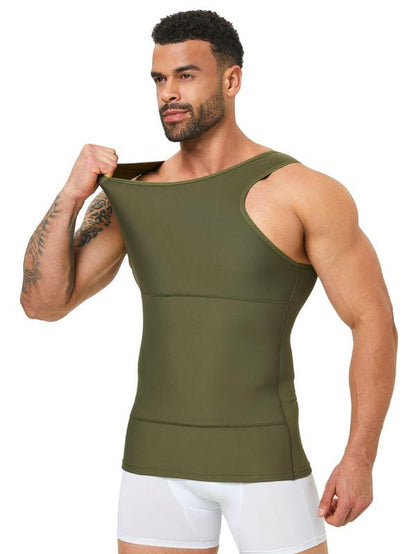 Men'S Solid Color Compression Vest, Tummy Control Shapewear, High Stretch Shaper Vest, Shapewear for Men