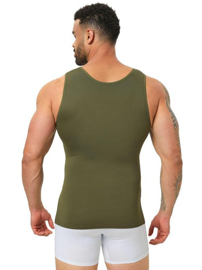 Men'S Solid Color Compression Vest, Tummy Control Shapewear, High Stretch Shaper Vest, Shapewear for Men